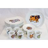 Collection of "Beefeater Series" ceramics featuring Colourful Bulls to include Plates & Mugs, by "