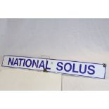 Vintage Enamel sign in blue & white, marked "National Solus", measures approx 106.5 x 13cm