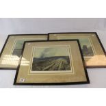 Three Images From World War One Framed Prints By Edward Handley-Read, All Pencil Signed To Lower