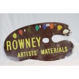 Painted Metal advertising plaque in the form of an Artist's Palette & marked "Rowney Artist's