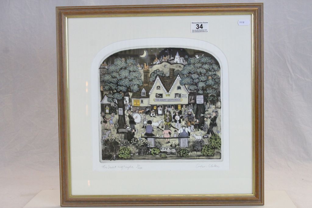 Framed & glazed Limited Edition coloured Print "The Sweet Nightingale" by Graham Clarke, image