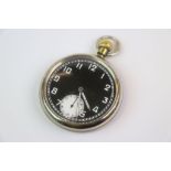 A World War Two / WW2 British Military Pocket Watch With Black Dial And Subsidiary Second Hand,