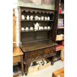 Victorian Oak Dresser in the 17th century Style with Two Moulded Drawers and raised on baluster