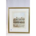 Framed & glazed 19th Century Watercolour of a Bilton village scene by "William Wilde", image