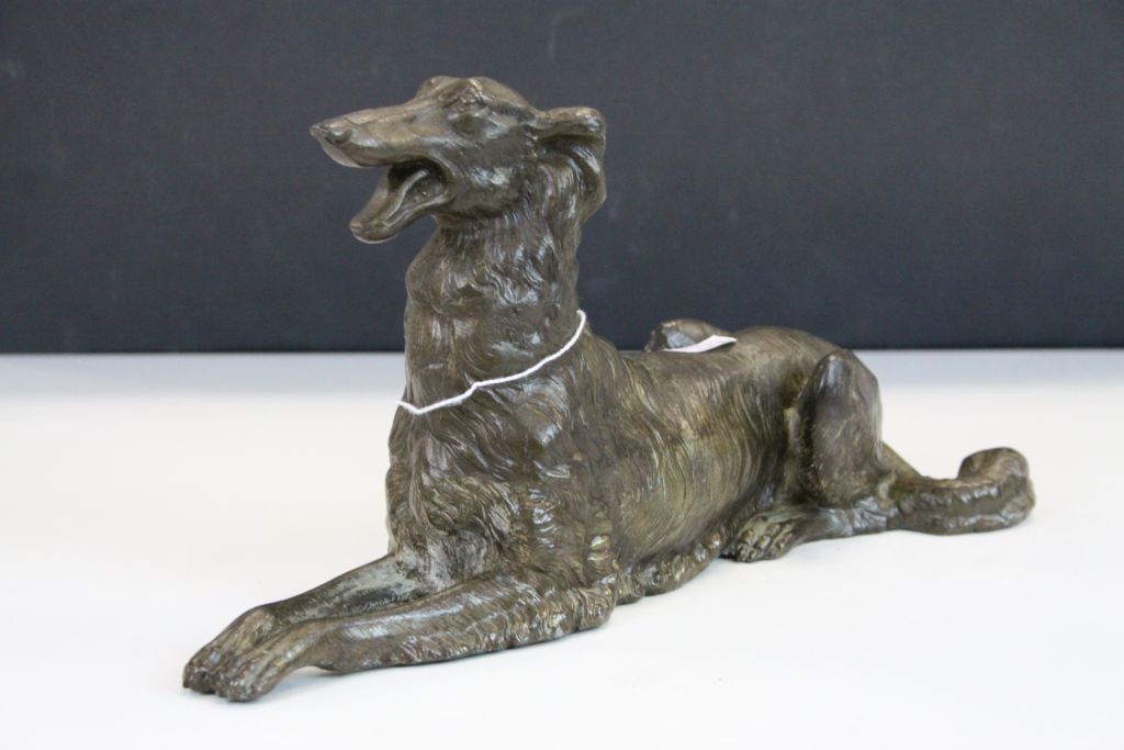 Vintage bronzed spelter dog possibly Saluki or Afghan hound