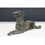 Vintage bronzed spelter dog possibly Saluki or Afghan hound