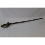 A Victorian Pipe Backed Royal Navy Officers Sword, Lions head pommel with wire bound shagreen