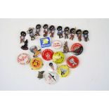 Tin of mixed vintage Badges to include nine Enamel Golly examples