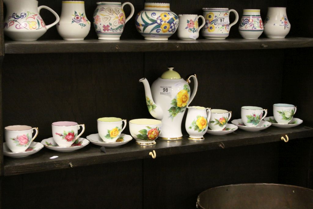 Roslyn ceramic six place coffee set in "Authentic World Famous Wheatcroft Roses" pattern