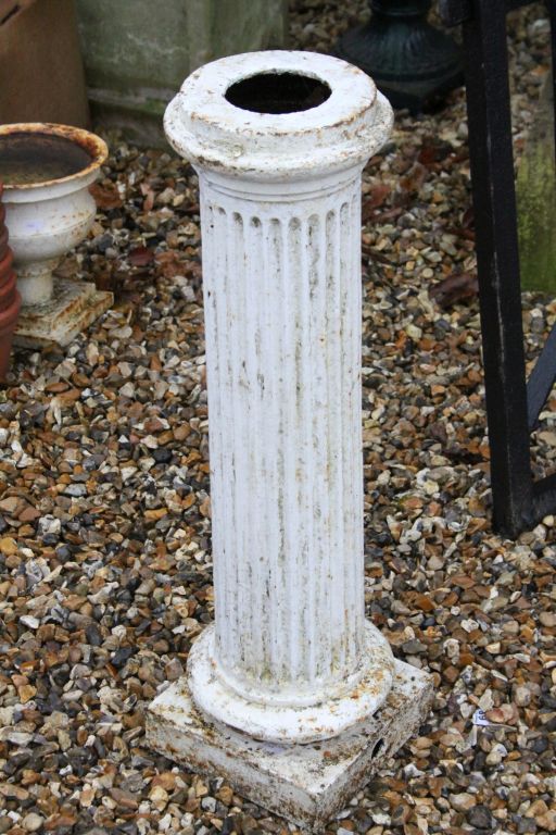 White painted cast iron column of classical form together with a similar cast iron jardiniere