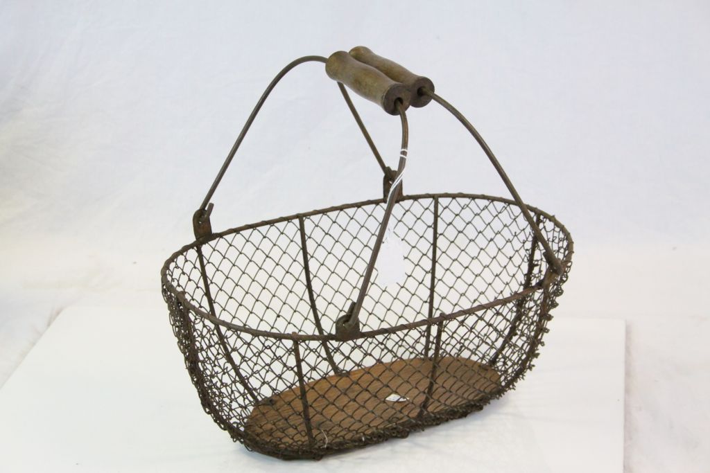 Vintage wire work fruit pickers basket