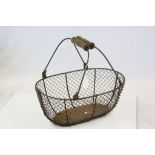 Vintage wire work fruit pickers basket