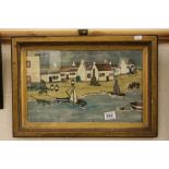 Oil painting with label to verso titled Fishermen's Houses, Finistere