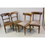 Pair of William IV Mahogany Bar Back Dining Chairs with Drop-in Seats together with Two Further