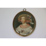 Antique oval miniature portrait inscribed verso