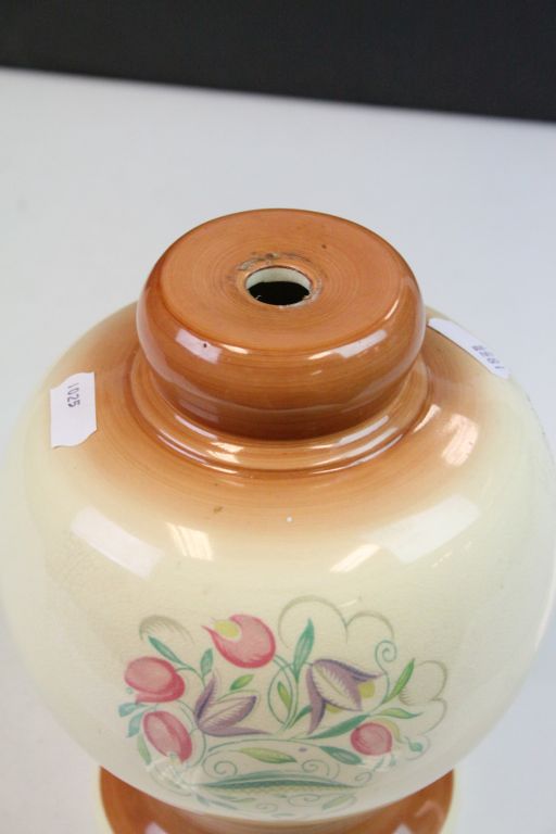 Ceramic Lamp base with Floral design, marked "A Susie Cooper Production Crown Works Burslem England" - Image 4 of 5