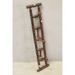 Victorian Stained Beech Bamboo Effect Coat Rack with Five Knob Hooks, 89cms long