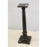 Ebonised Jardiniere Stand on turned column and square base, 95cms tall