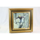 Contemporary Hayden oil on canvas portrait of a young girl climbing rocks, signed, approx.37 x 37cm