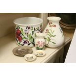 Poole pottery floral decorated country lane vase, floral decorated planter, plate etc