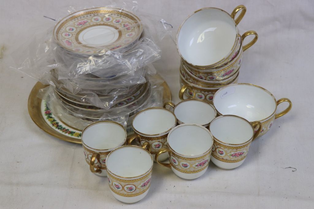 20th century Limoge Arnold Rub floral decorated coffee cups and tea cups and saucers - Image 2 of 2