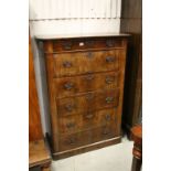 19th century Walnut Chest of Six Long Drawers on Plinth Base, 101cms wide x 143cms high