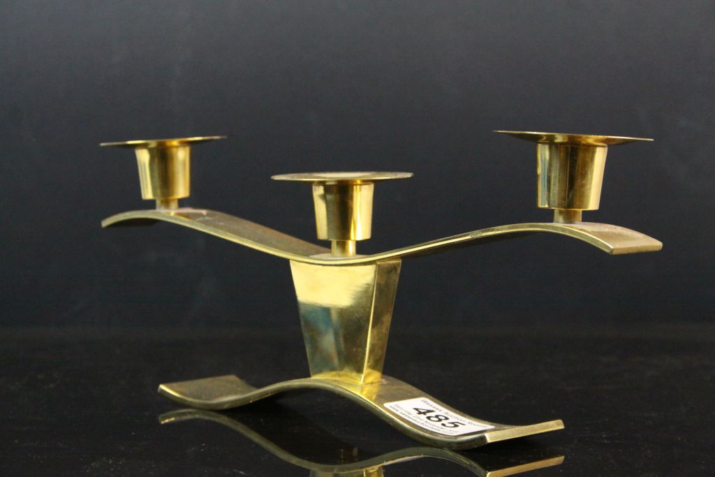 Mid 20th Century Hagenauer Austrian three branched candlestick impressed marks to underside - Image 2 of 3