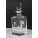 Vintage Decanter with Hallmarked Silver collar, maker marked "B & Co" and approx 25.5cm tall