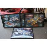 Three Framed and Glazed Universal Studios Allied Spacecraft Corporation Poster Prints of Diagrams of