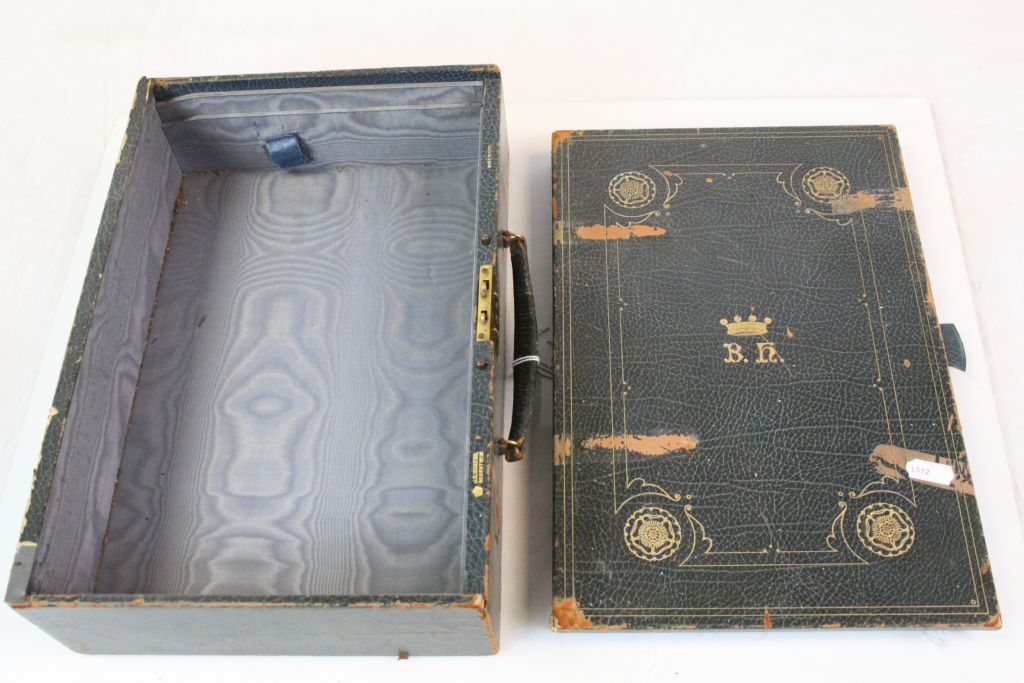 Vintage Leather effect Writing / Attache type box with carry handle by "J C Vickery Regent St", - Image 5 of 7