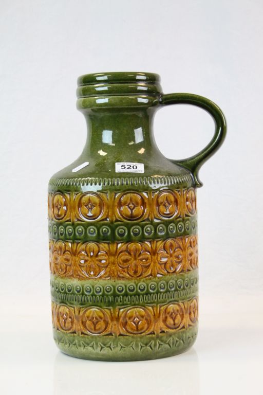 Green ground West German Art Pottery single handled vase