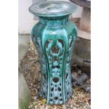 Oriental ceramic jardiniere stand with pierced work decoration