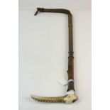 Vintage Swaine & Adeney antler handled whip, silver mounted