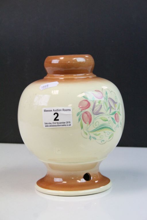 Ceramic Lamp base with Floral design, marked "A Susie Cooper Production Crown Works Burslem England"