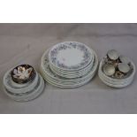 Part Wedgwood Angela pattern floral decorated dinner service and four Royal Albert cups and saucers