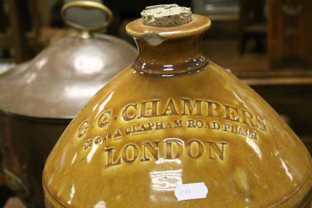 Antique stoneware flagon Doulton & Watts, impressed D C Chambers Clapham road place London, together - Image 2 of 4