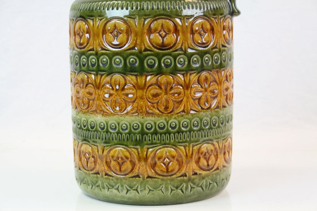 Green ground West German Art Pottery single handled vase - Image 3 of 4