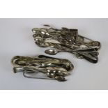 Collection of vintage white metal & Silver plated Sugar tongs