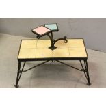 Mid 20th century Wrought Iron and Tiled Whatnot Table, 72cms long x 56cms high