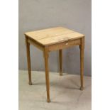 Vintage Bleached Oak Square Side Table raised on turned legs, 58cms wide x 76cms high