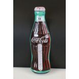 Vintage Tinplate Coca Cola bottle shaped Thermometer, lacks Mercury & Glass, approx 43 x 13cm