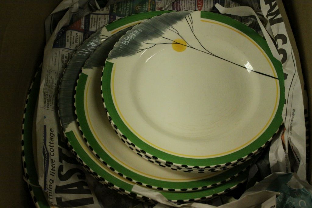 Four boxed Royal Doulton cabinet plates, Burley ware Art Deco plates, pair of Italian figurative egg - Image 5 of 5