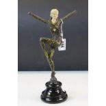 Art Deco bronzed spelter figure of a dancing girl af