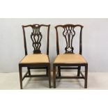Two 19th century Chippendale Style Mahogany Dining Chairs with open pierced and carved splats and