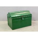 19th century Kirk & Wilson's Metal Strong Box/ Trunk, painted Green with Brass Label, 67cms long