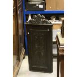 19th century Dark Carved Oak Hanging Corner Cupboard, 110cms high