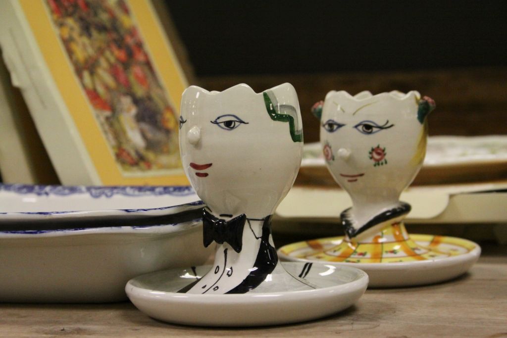 Four boxed Royal Doulton cabinet plates, Burley ware Art Deco plates, pair of Italian figurative egg - Image 2 of 5