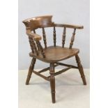 Late Victorian elm seated Captains chair