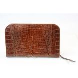 Vintage Crocodile Skin Stationery Case with fitted leather interior