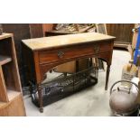 19th century Mahogany Side Table / Desk with Long Single Drawer, Curved Apron and raised on fluted